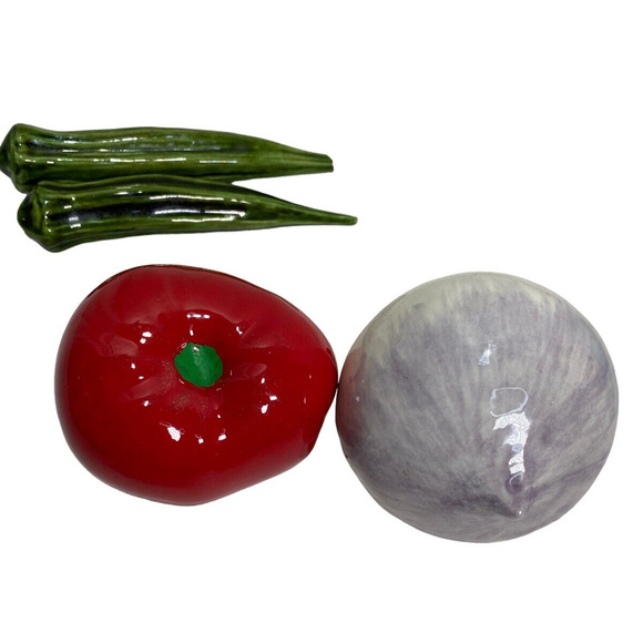 Vintage Ceramic Turnip Tomato & Green Okra Vegetable Kitchen Home Decor - Picture 6 of 7